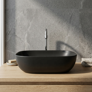 Lavabo de Cerámica Redondo Negro Vistaar, Lavabo Moderno de Sobremesa, Lavabo de Lujo para Baño - Product Image 1