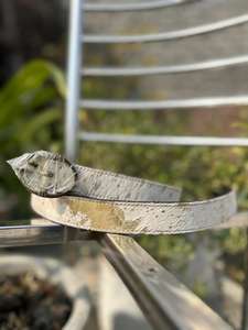 Premium <b>White</b> Hair Finish Leather <b>Belt</b> Vintage Western Look Heavy Duty Durable Alloy Pin Buckle 1-1.5inches Width All Lengths - Product Image 3