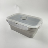 Boîte à lunch carrée pliable chauffable en silicone de qualité alimentaire avec couvercle en PP, compatible micro-ondes et lave-vaisselle, écologique, gain de place, type bento pour