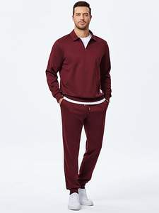 Conjuntos deportivos de 2 piezas para hombre, conjunto de chándal con camiseta polo con cremallera de un cuarto y pantalones deportivos tipo jogger. - Product Image 4