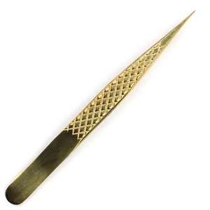 Pince à épiler dorée ultra-precise pour extensions de cils, antistatique - Product Image 3