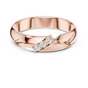 Bague de mariage de luxe à trois pierres en moissanite, style Art Déco, certifiée GRA, avec pierres d'accentuation diagonales, en or jaune et acier inoxydable - Product Image 1