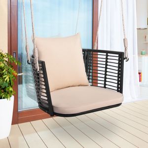 Singola persona tessuto Rattan schienale Patio altalena con sedile appeso per uso cortile - Product Image 2