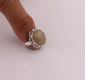 Natural Yellow <b>Jade</b> Bezel Setting <b>Ring</b> 925 Sterling Silver Women's Genuine Stone Purple Gemstone Wedding February - Product Image 4