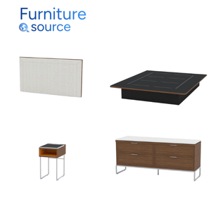 Moderno roble madera y metal portátil Hotel dormitorio conjunto otomano | Courtyard Marriot Project Commercial Hotel Furniture - Product Image 3