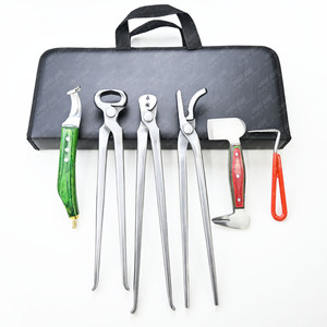 Kit d'outils de maréchal-ferrant de vente chaude fournitures de maréchaux essentiels pince à sabot à mâchoire incurvée et extracteur d'ongles couteau à sabot manche vert - Product Image 1