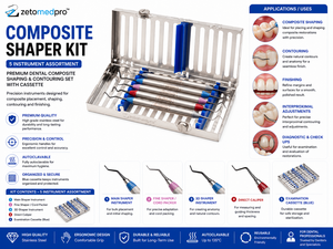 Kit de Restauración Dental de Composite Premium, 3 Scalers con Estuche de Examen de 5 Instrumentos OEM Zetomed Pro - Product Image 5