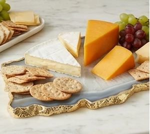 Elegant Serving Tray With Gold <b>Edged</b> <b>Border</b> Polished Natural Stone Decorative Resin Finish Perfect For Home Restaurants And Gift - Product Image 5