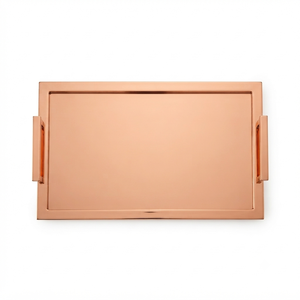 Plateau de service en cuivre artisanal de luxe, finition en laiton martelé, plat décoratif pour la décoration moderne de la maison, de l'hôtel, du restaurant, vaisselle de table - Product Image 1
