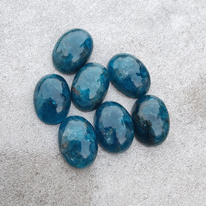 Apatite néon naturelle, cabochon de forme ovale, dos plat, pierre précieuse calibrée, pierre pour la fabrication de bijoux - Product Image 2