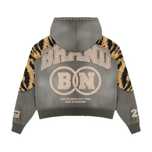 Conjunto Deportivo Glory con Logotipo Personalizado, Estilo Urbano Y2K Vintage, Sudadera con Capucha de Forro Polar Grueso con Estampado de Tigre y Pantalones Anchos con Corte Acampanado - Product Image 5