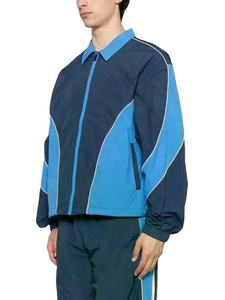 Veste coupe-vent élégante pour homme, bleu bicolore, imperméable, effet froissé, tendance, grande taille, légère, pour l'hiver - Product Image 3