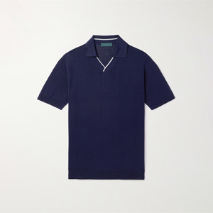 Suéter de Punto Personalizado de Alta Calidad 100% Algodón para Hombre, Estilo Polo, Colores Sólidos y en Contraste, Ecológico - Product Image 1