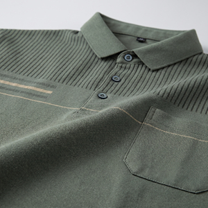 Polo Personalizado para Hombre con Bolsillo, Rayas Verticales Texturizadas, Verde Oliva, Transpirable, Algodón Piqué, Manga Corta, para Golf - Product Image 5