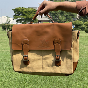 Leather Messenger <b>Bag</b> Laptop <b>Compartment</b> Dual Buckle Top Handle Crossbody Travel Office Work Satchel Daily Use Waterproof - Product Image 1