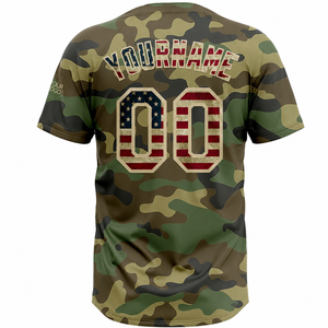 เสื้อซอฟต์บอลลายพรางแบบกำหนดเองสำหรับผู้ชาย แขนสั้น พิมพ์ลายแบบซับลิเมชั่น ระบายเหงื่อได้ดี ผลิตจากโพลีเอสเตอร์ 100% ชุดทีม - Product Image 2