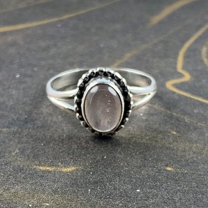 Rose <b>Quartz</b> Moissanite <b>Ring</b> 2.7 Grams Elegant and Feminine Gemstone Jewelry - Product Image 1