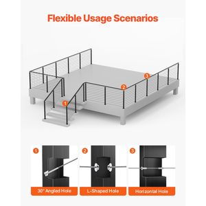 Palo per Ringhiera con Cavo a L in Acciaio Inossidabile da 36x1x2 Pollici per Terrazze, con Fori Pre-Forati, per Ringhiere Orizzontali - Product Image 5