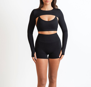 <b>Women</b> Open Front Cropped <b>Shrug</b> Long Sleeve Bolero Top Workout Yoga Fitness Sportswear Stretch Activewear Custom - Product Image 4