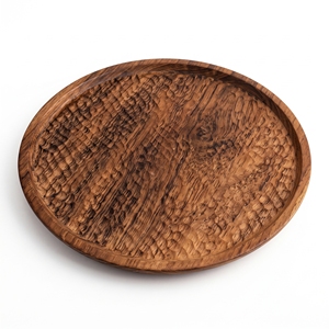 Bandeja Redonda Plana de Madera de Teca Sólida de Grado Alimenticio, Plato para Servir Hecho a Mano, Utensilio de Cocina de Madera, Vajilla Balinesa Premium, Herramienta de Mesa - Product Image 1