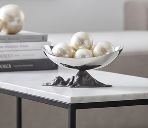 Modern <b>Metal</b> <b>Bowl</b> With Mountain Base Handmade Polished Decorative Centerpiece For Home Interior Elegant Tabletop Accent - Product Image 5