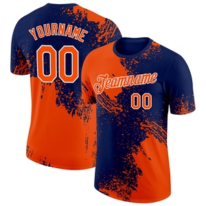 Vente en gros directe de la fabrication industrielle, design personnalisé orange, bleu marine et blanc, motif 3D abstrait à traçage de pinceaux, 100% polyester, séchage rapide - Product Image 1