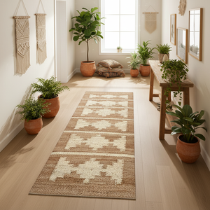 Geometric Jute Stair <b>Runner</b> Rug Rectangle Modern Non Slip Flat Weave Hotel Dining Room Use Jute Backing Thin 100% Organic - Product Image 5