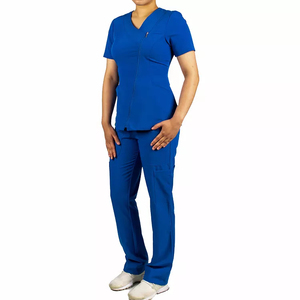 Unisex Nursing <b>Scrubs</b> Sets Women's Short Sleeve Winter Medical Uniforms Spandex Polyester Fabric for Hospitals - Product Image 5