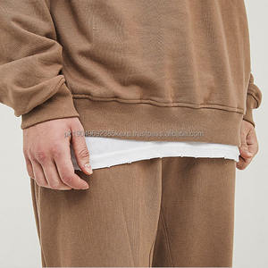 Sudadera de cuello extendido para hombre, cuello redondo de gran tamaño, 100% algodón, ropa de calle de rizo, tela personalizada para hombres, Sudadera con capucha estampada - Product Image 4