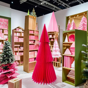 Arbre de Noël en papier nid d'abeille de 24 pouces, décoration festive avec papier artistique écologique, impression offset 4 couleurs, fabriqué à Taïwan - Product Image 5