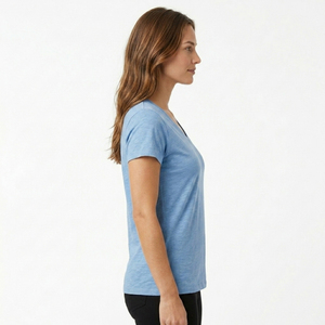 Camiseta Deportiva con Cuello en V para Mujer, Ajuste Ergonómico, Impresión Personalizada, Transpirable, Ropa Deportiva Femenina para Correr y Entrenar - Product Image 3