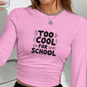 Camiseta de Manga Larga con Estampado Estilo Y2K para Mujer, Cuello Redondo, Tejido de Punto, Spandex, Poliéster, Corte Regular, para Todas las Temporadas - Product Image 5