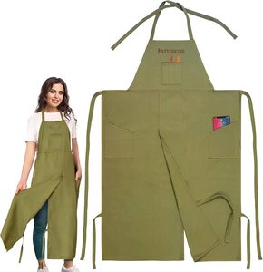 chef apron bib tool apron for man woman cross back straps with 4 pockets for kitchen cooking gardening <b>baking</b> working - Product Image 2