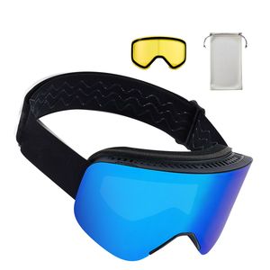Occhiali da Sci Senza Montatura con Rivestimento Revo Blu Scuro per Uomo e Donna, Occhiali da Neve Antiappannamento OTG con Lente Cilindrica Magnetica e Telaio in TPU - Product Image 1