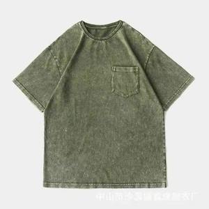 Premium Quality Heavyweight Casual Blank Short Sleeve Oversized 100%Cotton Custom Vintage Acid Washed Men T Shirt - Product Image 2
