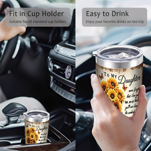 Stainless Steel Tumbler 20oz Vacuum Insulated With Sunflower Design For <b>Daughter</b> Gift - Product Image 4