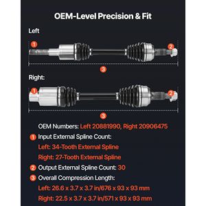 Coppia di Semiasse Anteriore Sinistro e Destro (Lato Guida e Lato Passeggero) per Ricambio Auto - Product Image 3