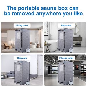 Tenda Sauna a Vapore Portatile Grigia in PVC Stile Mini Plus con Telecomando, Sedia Pieghevole, Coperta Sauna a Vapore Personale per Casa e Spa - Product Image 3