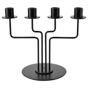Candelabro Moderno de Metal Negro, Portavelas de 4 Brazos, Centro de Mesa Minimalista de Hierro, Decoración para Bodas, Eventos, Hogar y Hostelería - Product Image 1