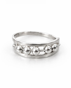 Sterling <b>Silver</b> Beaded Fidget <b>Ring</b> Anxiety <b>Spinner</b> Worry Band Handmade Meditation <b>Ring</b> Minimalist Anti Stress Jewelry Band - Product Image 2