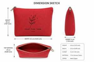 Bolsa de Cosméticos Minimalista Linda de Lona Roja con Cierre de Cremallera, Ecológica, para Uso Diario, Portátil y Pequeña - Product Image 2
