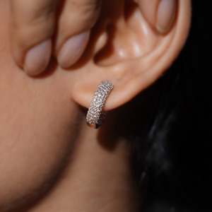 Boucles d'oreilles créoles de luxe en diamants ronds de laboratoire, or massif 18 carats, bijoux unisexes, cadeau idéal pour les diplômes et les mariages - Product Image 1