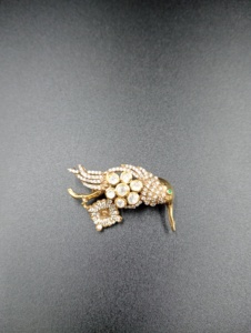 brooch in polki stone with <b>gold</b> plated and bird shape for Indian wedding handmade brooch for men American Diamond brooch for men - Product Image 5
