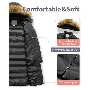 Women's Long <b>Winter</b> Faux Fur <b>Coat</b> <b>Thick</b> Insulated Puffer Warm Jacket with Detachable Hood Soft Lining Windproof Stylish - Product Image 3