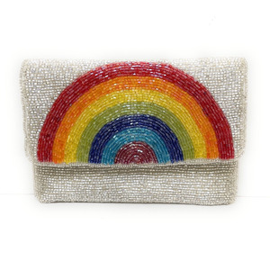 <b>Rainbow</b> Beaded Handmade Durable Foldable Clutch Bag Custom Beadwork Coin Purse Embroidered Evening <b>Sequin</b> Party Pouch Casual - Product Image 1