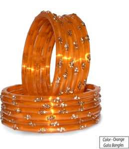 Ensemble de bracelets en verre orange avec motif floral en strass de cristal, bijoux vintage pour femmes - Product Image 2
