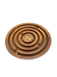 Jeu de labyrinthe en bois naturel artisanal de 6 pouces avec boule en acier, jeu de table classique pour le divertissement familial en intérieur - Product Image 2