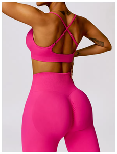 Conjunto Deportivo de 3 Piezas para Mujer con Logotipo Personalizado, Leggings de Cintura Alta y Manga Larga sin Costuras, Ropa Deportiva para Gimnasio, Fitness y Yoga - Product Image 2