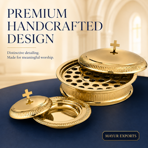 Juego de Bandejas para Servir la Comunión con Acabado Dorado, Bandejas Sagradas de Acero Inoxidable con Tapas para Uso en la Iglesia - Product Image 4