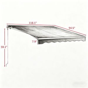 Tenda da Sole Retrattile per Patio, Antivento, Protezione UV, con Bracci Estensibili e Pieghevoli per Terrazze Esterne, Utilizzabile come Tettoia Antipioggia - Product Image 4